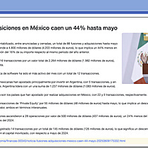 Las fusiones y adquisiciones en Mxico caen un 44% hasta mayo